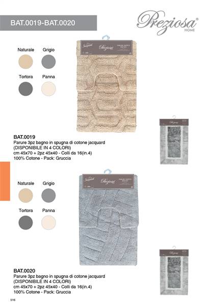 PREZIOSA PARURE 3PZ BAGNO SPUGNA JACQUAR BAT0019