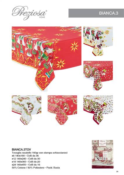 PREZIOSA TOVAGLIA XMAS BIANCA3 X24 140X450