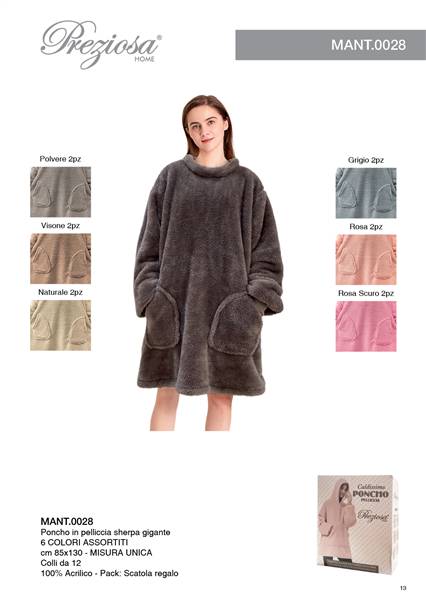 PREZIOSA PONCHO IN PELLICCIA SHERPA 