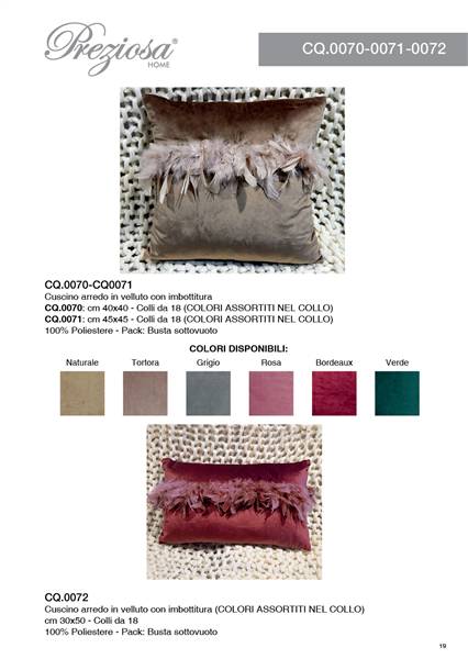 PREZIOSA CUSCINI ARREDO VELLUTO 45X45 CQ.0071