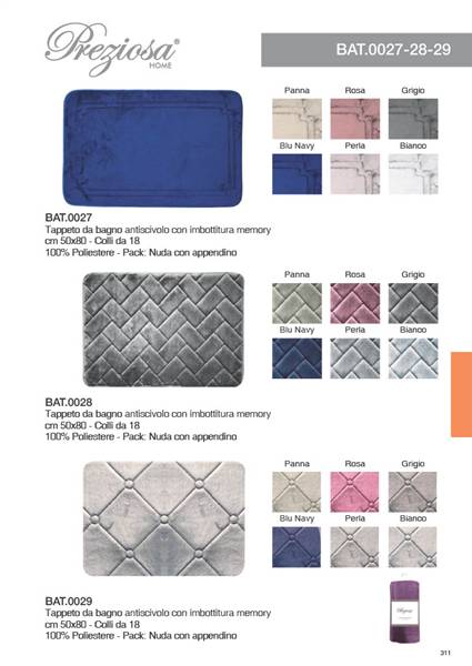 PREZIOSA TAPPETO BAGNO 50X80 BAT.0027 CON IMBOTTITURA IN MEMORY