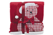 PREZIOSA PLAID 160X210 NATALE 23071 IN CORAL CON RICAMO ORSACCHIOTTO E RETRO IN SHERPA