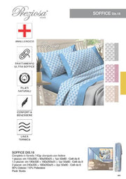 PREZIOSA COMPLETO LETTO FLANELLA 2P D18 240X290 180X200X25 2PZ.50X80 90%COT SOFFICE.2P.D18