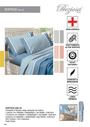 PREZIOSA COMPLETO LETTO FLANELLA 2P D19 240X290 180X200X25 2PZ.50X80 90%COT SOFFICE.2P.D19