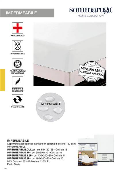 SOMMARUGA COPRIMATERASSO IMPERMEAB 2P IMPERMEABILE.2P