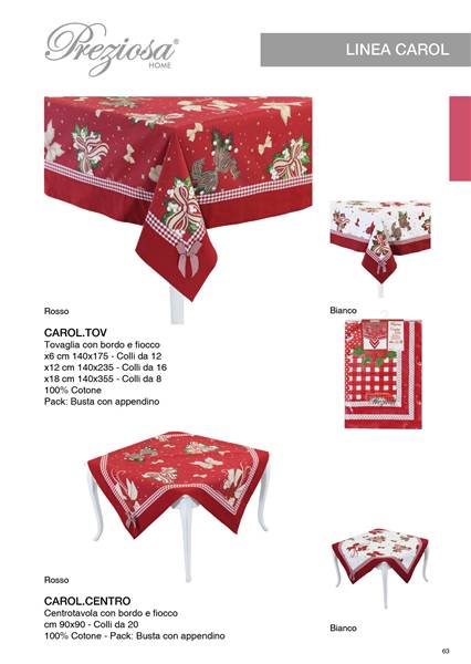 PREZIOSA TOVAGLIA XMAS CAROL ROSSO X12 140X135CM CAROL.TOV