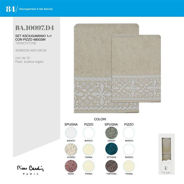 PREZIOSA SET ASCIUGAMANO 1+1 CON PIZZO BA.10097D.4