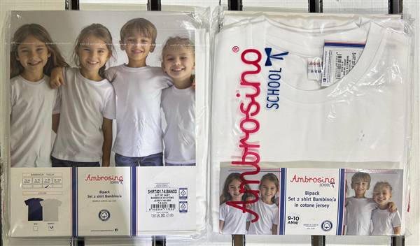 AMBROSINO SHIRT 2PZ RAGAZZO/A BIANCO SHIRT.002.BIANCO IN COTONE