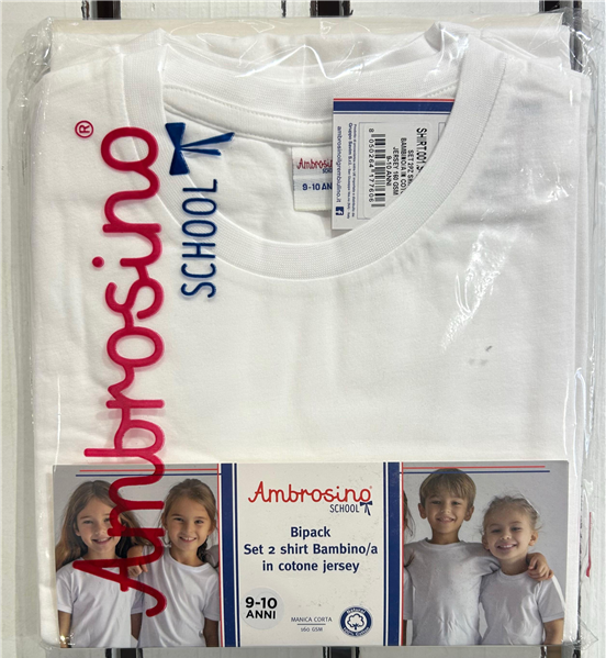 AMBROSINO SHIRT 2PZ RAGAZZO/A BIANCO SHIRT.002.BIANCO IN COTONE