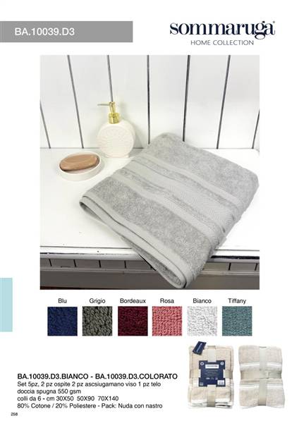 SOMMARUGA ASCIUGAMANO+OSPITI+TELO 5PZ BA.10039.D3.BIANCO