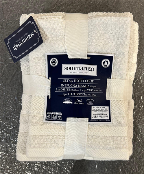 SOMMARUGA SET 5PZ BAGNO BA.10039.D3 COL. 2 OSPITI + 2 ASCIUGAMANI + 1 TELO SPUGNA