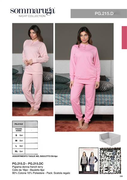 SOMMARUGA PIGIAMA DONNA FRENCH TERRY PG.215.D