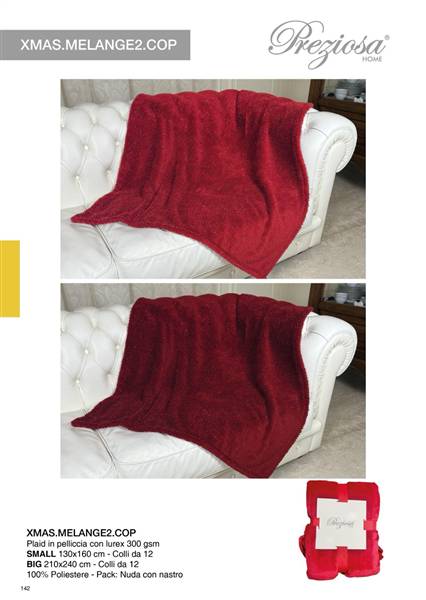 PREZIOSA PLAID IN PELLICCIA CON LUREX 130X160 XMAS.MELANGE2.COP.BIG