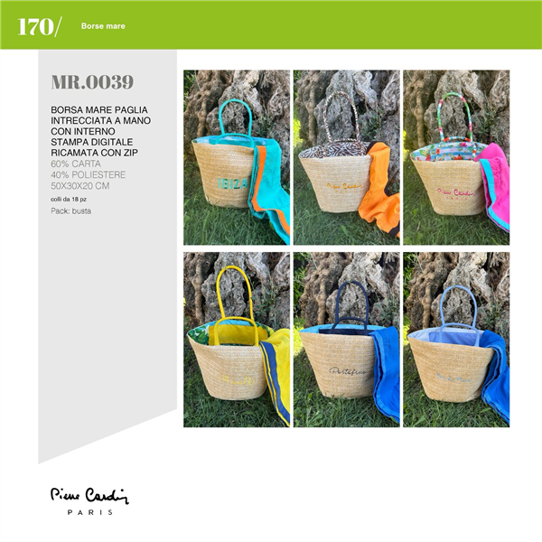 PREZIOSA BORSA MARE PAGLIA STAMPA DIG MR.0039