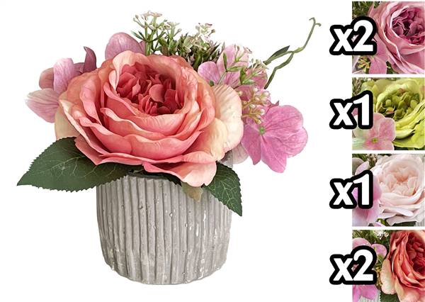 VEA VASO ROSA E ORTENSIE 24CM ELI59876 