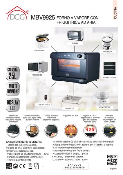 DCG FRIGGITRICE AD ARIA 25LT C/FORNO MBV9925