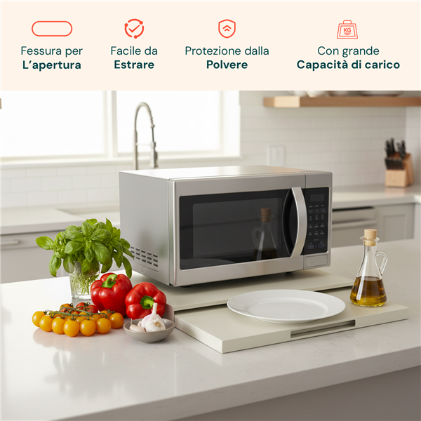 AVILIA SUPPORTO MICROONDE CON VASSOIO SCORREVOLE 39-62X47X4CM