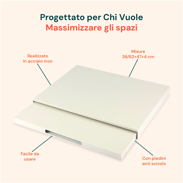 AVILIA SUPPORTO MICROONDE CON VASSOIO SCORREVOLE 39-62X47X4CM