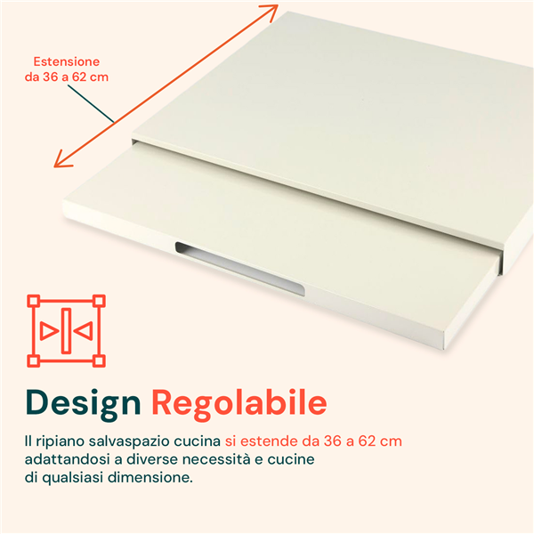 AVILIA SUPPORTO MICROONDE CON VASSOIO SCORREVOLE 39-62X47X4CM