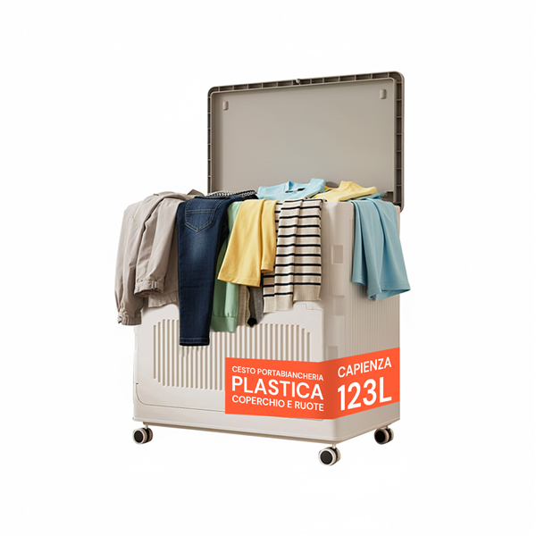 AVILIA CESTO GRANDE PER LAVANDERIA 123LT CON COPERCHIO