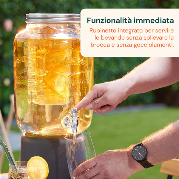 AVILIA DISPENSER 8LT BEVANDE FREDDE IN VETRO CON RUBINETTO E INFUSORE