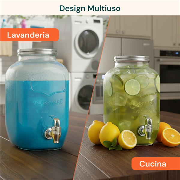 AVILIA DISPENSER 8LT BEVANDE FREDDE IN VETRO CON RUBINETTO E INFUSORE