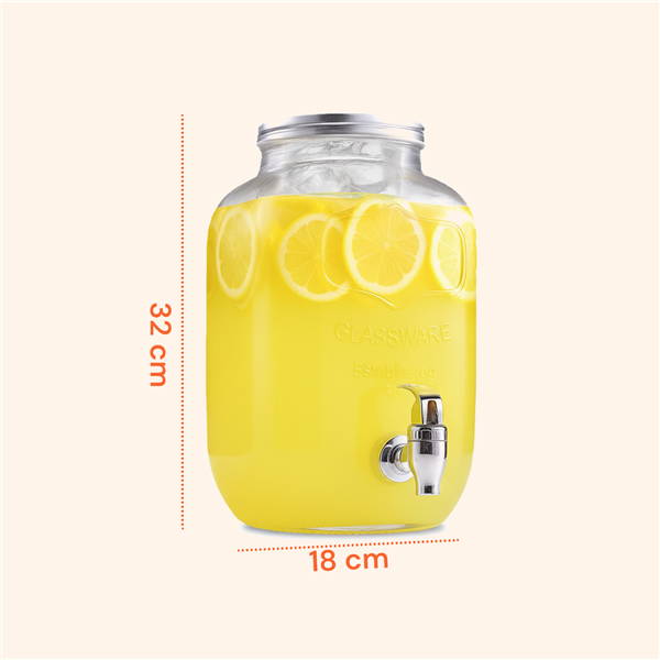 AVILIA DISPENSER 8LT BEVANDE FREDDE IN VETRO CON RUBINETTO E INFUSORE