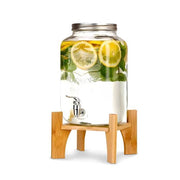 AVILIA DISPENSER BEVANDE 8LT IN VETRO CON BASE LEGNO E RUBINETTO