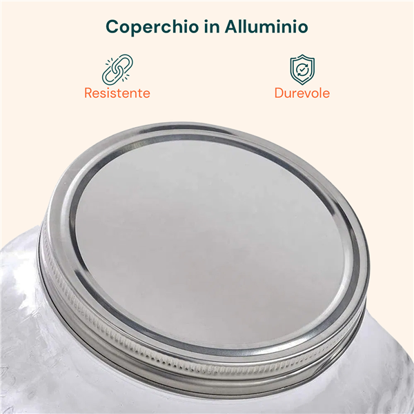AVILIA DISPENSER BEVANDE 8LT IN VETRO CON BASE LEGNO E RUBINETTO