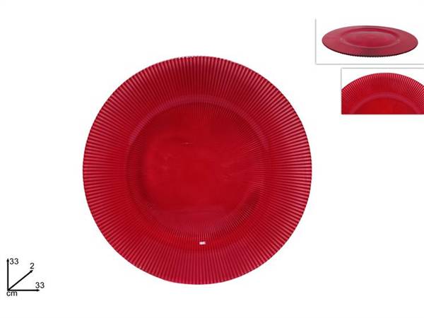 DUE ESSE PIATTO VETRO 33CM ROSSO 