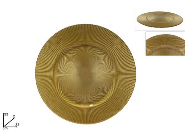 DUE ESSE PIATTO VETRO 33CM ORO 