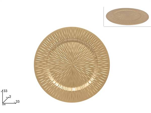 DUE ESSE SOTTOPIATTO INTARSIATO 33CM ORO 
