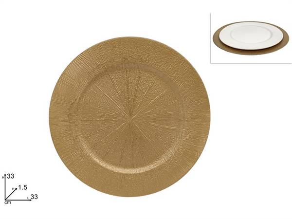 DUE ESSE SOTTOPIATTO RIGATO 33CM ORO 