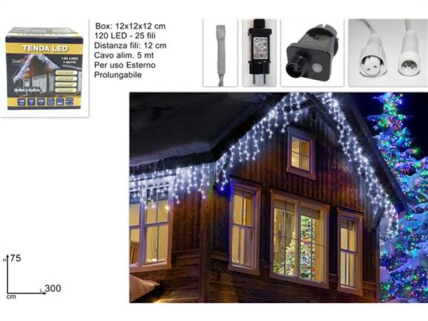 DUE ESSE TENDA 120LED CON GIOCO 3MT PROLUNGABILE BIANCO