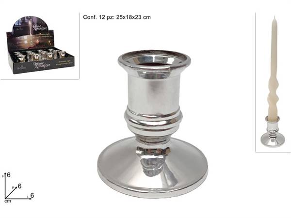 DUE ESSE PORTACANDELA PLASTICA SILVER 