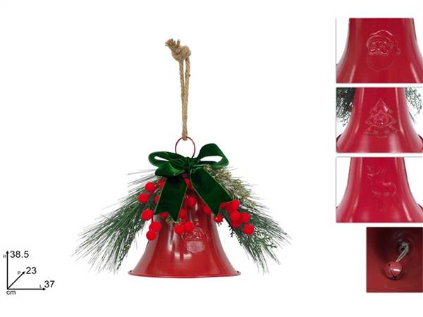 DUE ESSE CAMPANA C/FIOCCO VERDE E BACCHE ROSSE FLOCCATE 3ASS.