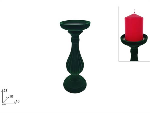 DUE ESSE PORTACANDELA 28CM VELLUTO VERDE 
