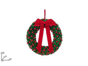 DUE ESSE DIETROPORTA 35CM AGRIFOGLIO CON BACCHE CON FIOCCO ROSSO VELLUTO