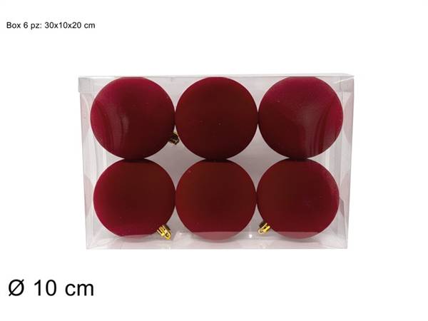 DUE ESSE PALLE 10CM 6PZ FLOCCATA BORDEAU 
