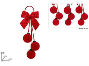 DUE ESSE APPENDINO 3PALLE 8CM ROSSO IN VELLUTO CON FIOCCO 3ASS.