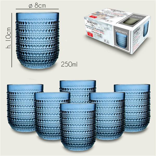 ARCA BICCHIERI 6PZ SERENITY BLU 250ML 