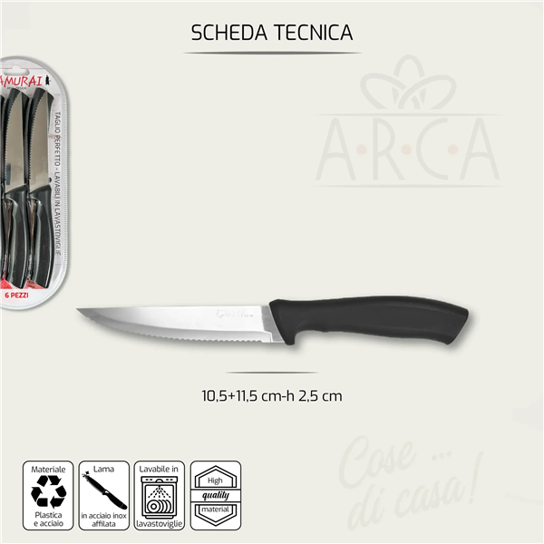 ARCA COLTELLI BISTECCA 6PZ MARRONE 