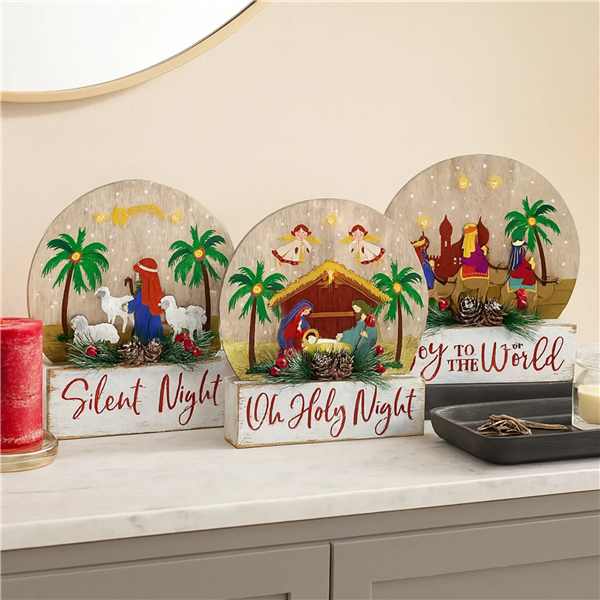 ARCA DECORAZIONE LEGNO CON LED NATALE 