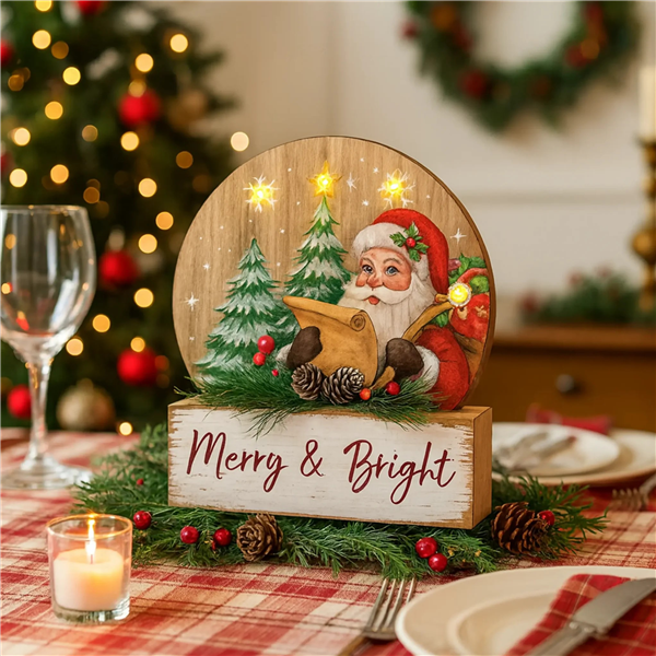 ARCA DECORAZIONE LEGNO CON LED NATALE 