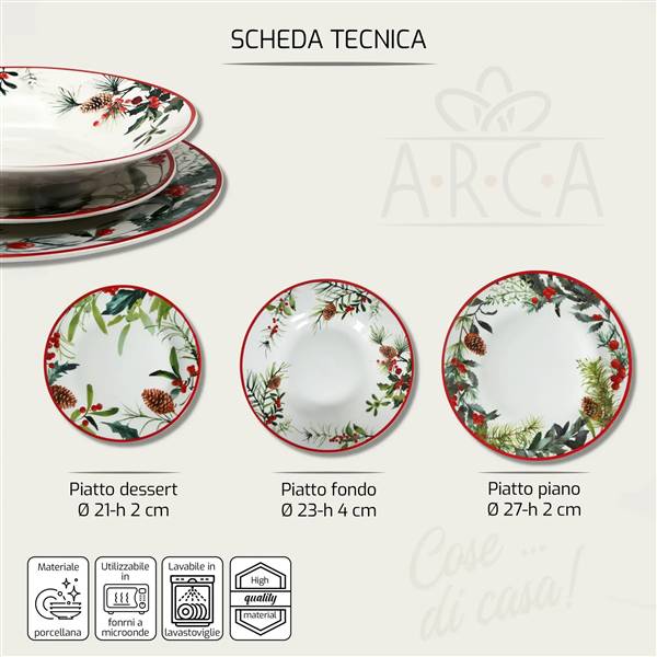 ARCA SERVIZIO PIATTI 18PZ SPIRIT NATALE CHRISTMAS SPIRIT NATALE