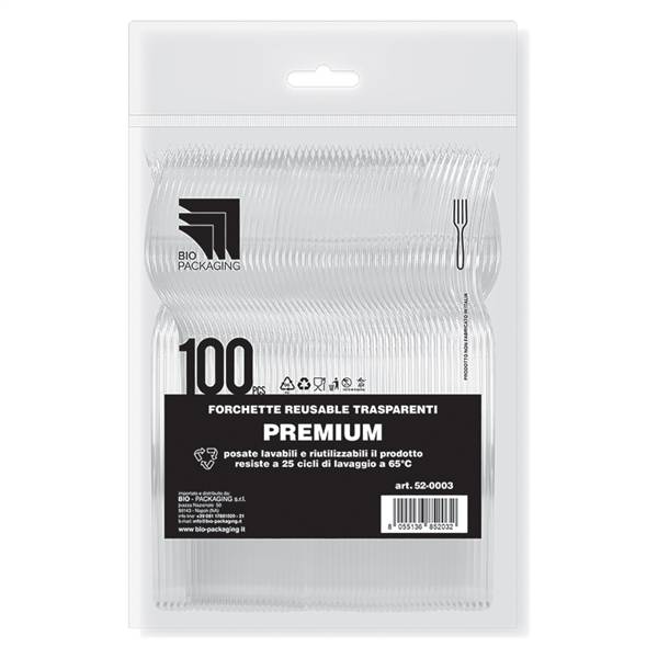 BIO CONF. 100 FORCHETTE PREMIUM TRASPARE 52-0003
