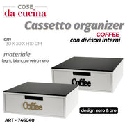 CS PORTACIALDE ORGANIZER BIANCO MAURO CON TOP VETRO NERO 30X30XH10CM.