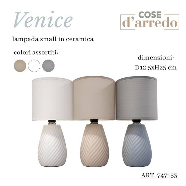COSENTINO LAMPADA IN CERAMICA VENICE ASS D.12,5XH.25