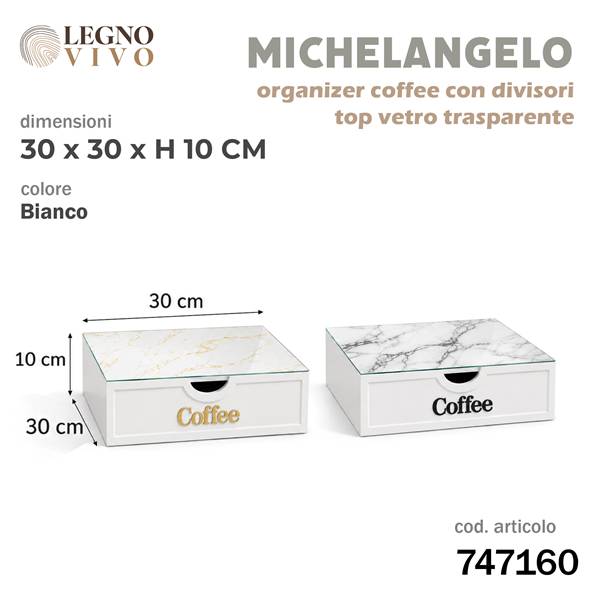 CS PORTACIALDE MICHELANGELO TOP VETRO 30X30XH10