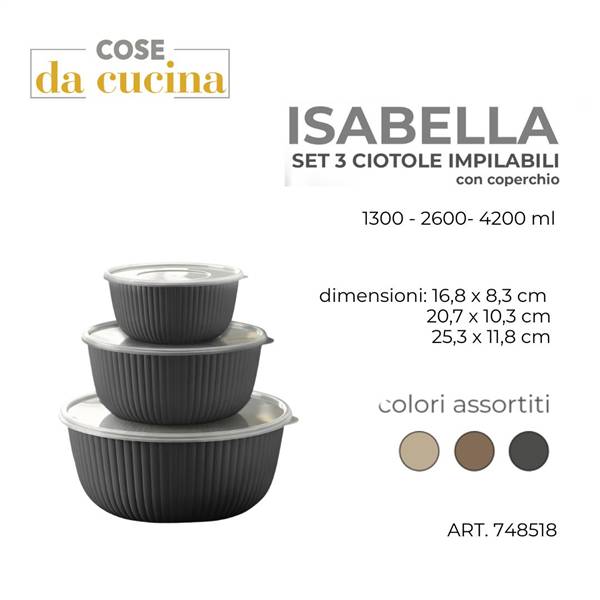 CS CIOTOLE 3PZ ISABELLA CON COPERCHIO 